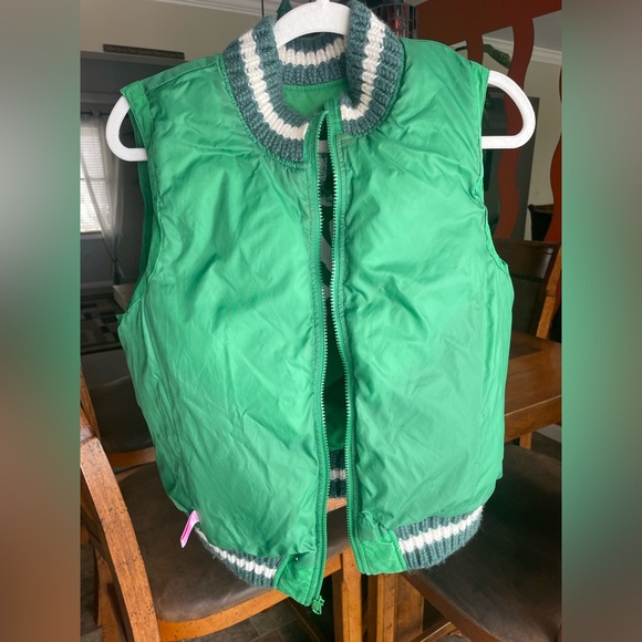 Victoria's Secret Pink "Love 86" Green Down Puffer Vest w Knit Detail - Size M/L - Picture 5 of 6